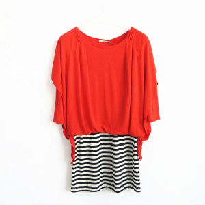 ชุดเดรสยาวแขนยาวลายทางสไตล์ลำลองฤดูใบไม้ผลิและฤดูใบไม้ร่วง เอวสูง กระโปรงทรงเอ ชุดเดรสยาวเอวสูง ชุดเดรสยาวเอวสูง