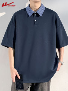 Warrior Grid Polo Shirt Short Sleeve Ice Silk Quick Dry Casual Top for Men Breathable Summer T-Shirt Fashionable Polyester Fiber