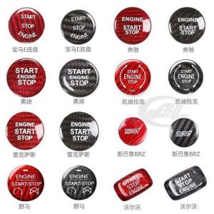 Carbon Fiber One Touch Start Stop Button Sticker for BMW Audi Mercedes Chevrolet Cadillac Toyota DIY Leather Keychain Bag