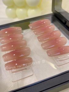 Blush Wear Armor High Grade Nude French Mid-Length Handmade Custom Finished Nail Beauty Nail Patch Detachable