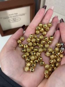 20pcs Stainless Steel Gold Plated Round Loose Spacer Mesh Beads for DIY Bracelet Necklace Jewelry Making Accessories Wholesale