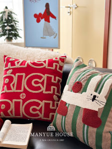 Mansheng Apple Rabbit New Year Living Room Sofa Pillow Cover Festive Backrest Cushion Cover Non-Core Cute Square Removable Washable