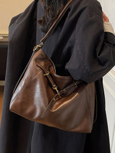 Womens Soft Leather Tote Bag Commuter Slouchy Feel Crossbody Bag Single Shoulder Bag Korean Style Casual Handbag