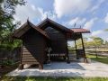 Gazebo Large House 18x16 kaki Balau Rumah Kayu Double Roof Wood Pondok Kayu Handmade Outdoor Garden Fence Taman Tandas. 