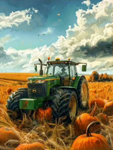 Bộ Tranh Kim Cương Huacan Tractor DIY Tranh Vẽ Mùa Thu Hình Tròn & Vuông Chất Liệu Nhựa Dán Đầy Đủ Phong Cảnh Nông Trại Trang Trí Nhà Cửa