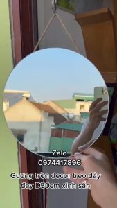 Gương tròn âm tường Quả Lắc 30cm treo gương treo dây móc