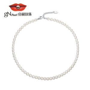 S925 Silver Freshwater White Rice Shape/Baroque Pearl Necklace