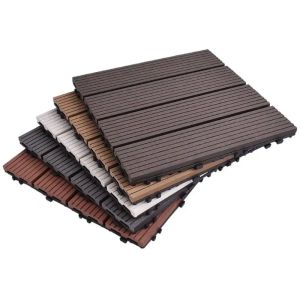 Outdoor Deck Tiles Waterproof Wood Plastic Composite Interlocking Deck for Balcony Garden Pool Area