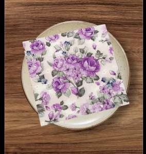 Party Dinner Napkin Serviette Disposable Paper Tissue - Colour Floral Roses Red Blue Purple Rose Print [NSP096]