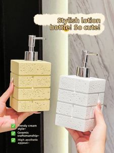 XIAOHUANGLU | Stylish Pressure Dispenser Bottle Bathroom Liquid Dispenser Ceramic Empty Bottle