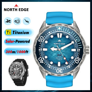 NORTH EDGE 2025 NEW+ TRITON-TI Titanium Solar-Powered Diving Watch Luxury Quartz Watches For Men 300M Waterproof 180+ Day Power