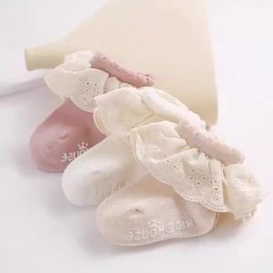 2 Đôi Tất Ren Công Chúa Cho Bé Gái Cotton Trẻ Sơ Sinh Ngắn Chống Trơn Trượt Tất 0-3 Tuổi Mùa Xuân Mùa Thu Dễ Thương Sơ Sinh Tất Sàn Nhà