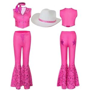 Homchee Trends COS Women Princess Cosplay Costume Pink outfits Suit  Disguise Bar Bi Pink Suit Scarf Hat for Comic Con Halloween