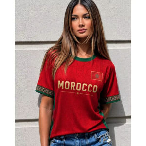 Áo Thun Cổ Tròn Tay Ngắn Thoáng Khí Nhanh Khô Dành Cho Nam Và Nữ In Hình Cờ Morocco Dành Cho Người Hâm Mộ Bóng Đá Phong Cách Đường Phố Thời Trang Thường Ngày.
