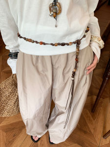 Retro Bohemian Woven Beaded Waist Cord Womens Ethnic Style Accessory for Skirts Jeans Slim Belt Decoration