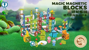 107/153pcs Magnetic Tiles Building Blocks Dinosaur Toys Run Tiles Creative Gift For Kids Age 3+