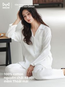 Bộ đồ ngủ nữ MiiOW bằng cotton dài tay thoải mái thoáng khí - mùa hè thu
