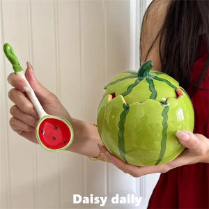 Bát Đựng Salad Gốm Sứ Hình Quả Dưa Chuột Có Nắp Dùng Trong Ký Túc Xá Đồ Dùng Ăn Uống Đồ Dùng Nhà Bếp Đồ Dùng Ăn Uống