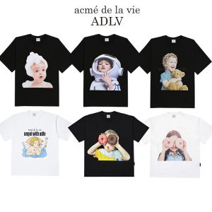 เสื้อยืดคอกลมแขนสั้นผ้าฝ้ายลายการ์ตูน ADLV ทรงโอเวอร์ไซส์ สำหรับเด็กผู้ชายและเด็กผู้หญิง ฤดูร้อน 2022 เสื้อยืดคอกลมลายการ์ตูน
