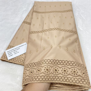 Vải Ren Voan Thụy Sĩ Nigeria Màu Trắng Chất Liệu Cotton Thêu 5+2 Thước Dành Cho Đầm Nữ Dịp Cưới Hỏi Châu Phi