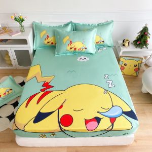 Ice Cool Bed Sheet Pikachu Fittedsheet Breathable Soft Fittedsheet Single Queen King King Size Bunk Bed Pikachu Lego Set - Lazada