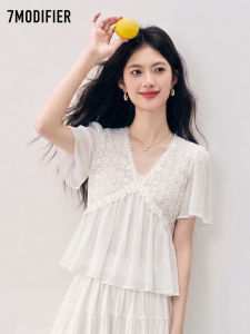 7.Modifier | Áo Sơ Mi Voan Chiffon Tay Ngắn Phong Cách Pháp Elegance Mùa Hè