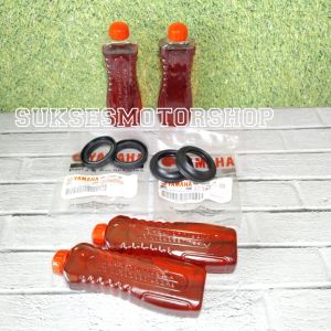 Seal shock haluan depan set 2pc + sill tutup debu abu + oli oil shock 4botol yamaha vixion old new scorpio r15 old