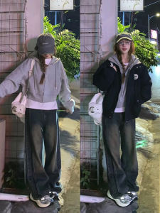 SUHUIQIAN | Spring Gray Short Hooded Sweatshirt for Petite Women Layered