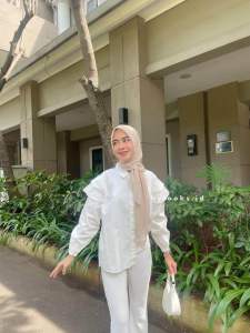 Haru Blouse Mini Ruffle - Atasan Cotton Poplin Korean Shirt Style