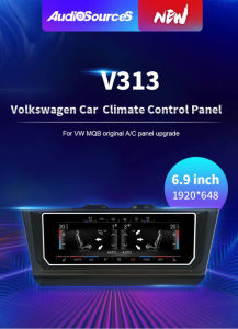 V313 Car AC Climate Control Panel Air Conditioning Controller 6.9 Inch LCD Touch Screen with Voice Control for Volkswagen VW CC/Tiguan L/Passat/Golf 7/Magotan