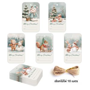 ป้ายแขวนคริสต์มาส 50 ชิ้น ลายสัตว์ มนุษย์หิมะ ฉากหิมะตก สำหรับติดป้ายของขวัญ ห่อของขวัญ งานฝีมือ DIY การ์ดตกแต่งต้นคริสต์มาสสำหรับงานปาร์ตี้