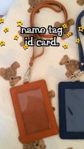 Leather Staff Office Worker Badge Card Holder Business Work ID Cards Cases With Lanyard Card Name Tag