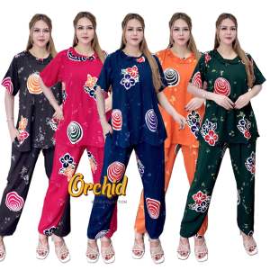 OD004 l SETELAN BATIK LENGAN PENDEK BATIK  ORCHID BAHAN SANTUNG PREMIUM