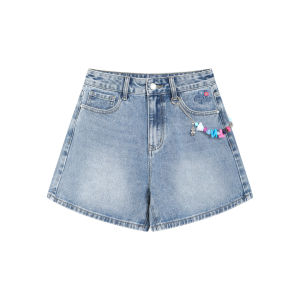 Colorful Beads Chain Decorated Summer New Jean Shorts Comfortable Versatile