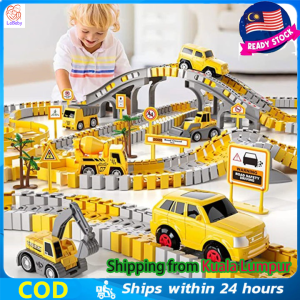 137/334 Pcs Electronic Car Railway Trail Toy Set Kids Children Mainan Anak Lelaki Kereta Christmas Birthday Gift 轨道车拼装电动小火车汽车玩具
