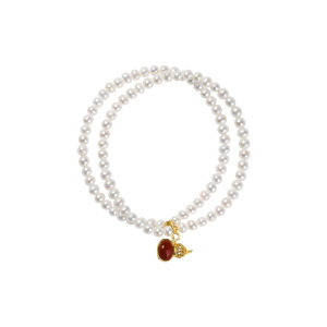 Fuying Double Layer 925 Silver Freshwater Pearl Bracelet 3-4mm