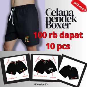 PAKET HEMAT 100 RB DAPAT 10 PCS CELANA BOXER PRIA WANITA BOXER PREMIUM HITAM SABLON DTF
