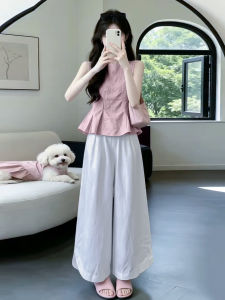 LIRUSHAN | Summer Linen Sleeveless Top and Wide Leg Pants Set