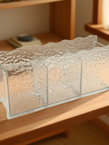 Luxurious Office Desktop Organizer Box Acrylic Wave Pattern Cosmetic Brush Holder Storage Container for Stationery And Miscellaneous Items