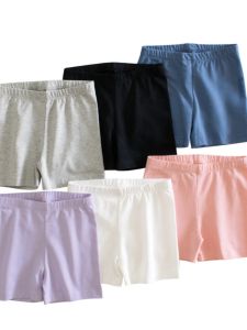 27home เด็กผู้หญิง สไตล์สปอร์ต สั้น ถุงน่อง ฤดูร้อน บาง ยืดได้ ผ้าฝ้าย Lycra Safety กางเกง Outwear Kids Pure Color Mid เอว กางเกงขาสั้น