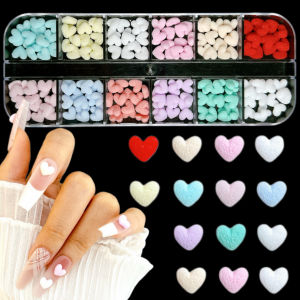 1 กล่อง ของตกแต่งเล็บรูปหัวใจเรซิ่นเรืองแสงแบบมินิมอล 3 มิติ สีมาการอง น่ารัก สไตล์คาวาอี้ สำหรับตกแต่งเล็บและเคสมือถือ DIY