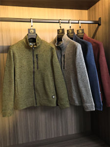 Áo Khoác Len Dệt Kim Dày Màu Trơn Cổ Đứng Cho Nam Mùa Thu Đông Ấm Áp Thoải Mái Thường Ngày Dài Tay Thời Trang Thành Phố