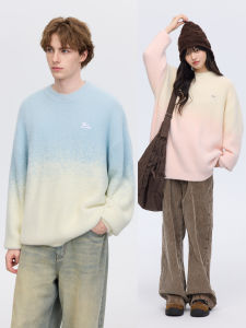 PSO Brand Gradient Color Fox Fur Knitted Sweater Soft Loose Winter Casual Wear for Men And Women Couple Matching Warmth