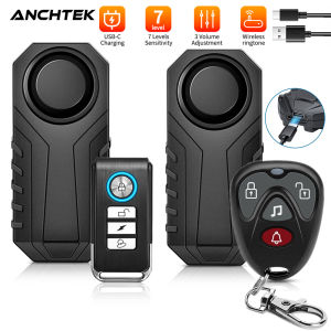Anchtek 113dB USB Rechargeable Bike Alarm Wireless Alarma Moto Vibration Sensor Warning Alarm System For Motorcycle Electric Car