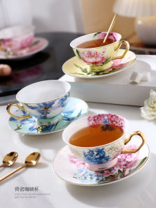 Nosin Noble Porcelain Coffee Cup And Plate Set Floral Afternoon Tea Cups Home Use European Style Dining Tableware Bone China