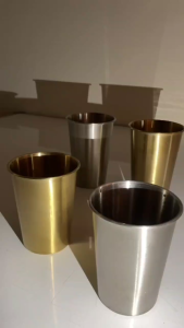 Gelas Stainless Steel 304 Single Layer Premium Warna Gold dan Silver Anti Karat Dapat Ditumpuk