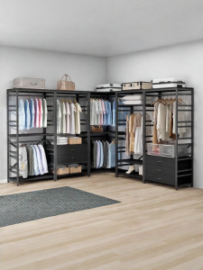 BEIJUBANG | Open Steel and Wood Hanging Wardrobe