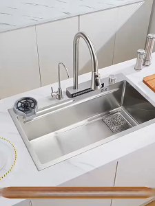 304 Stainless Steel Sink for Kitchen Single Sink Household Advanced Sink With Faucet & Basket Set