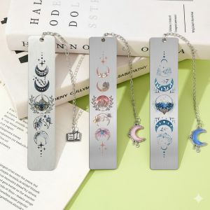ACOTAR Womens Inspirational Stainless Steel Bookmark Colorful Mountain Moon with Pendant Book Lovers Reading Gift Accessory