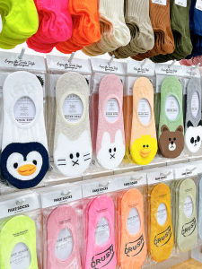 Ggorangnae เกาหลี ผู้หญิง ถุงเท้า ถุงเท้าเรือที่มองไม่เห็น การ์ตูน Penguin Rabbit ดีไซน์ บาง ผ้าฝ้าย ฤดูร้อน ถุงเท้า